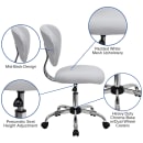 Flash Furniture H-2376-F-WHT-GG Swivel Office Chair w/ Mid Back - White Mesh Back & Seat thumbnail 6