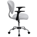 Flash Furniture H-2376-F-WHT-ARMS-GG Swivel Office Arm Chair w/ Mid Back - White Mesh Back & Seat thumbnail 2