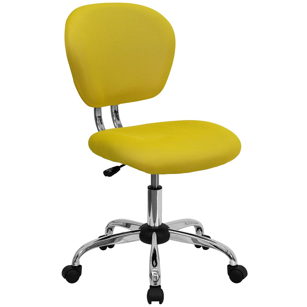 Flash Furniture H-2376-F-YEL-GG Swivel Office Chair w/ Mid Back - Yellow Mesh Back & Seat