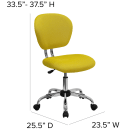 Flash Furniture H-2376-F-YEL-GG Swivel Office Chair w/ Mid Back - Yellow Mesh Back & Seat thumbnail 2