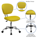 Flash Furniture H-2376-F-YEL-GG Swivel Office Chair w/ Mid Back - Yellow Mesh Back & Seat thumbnail 6