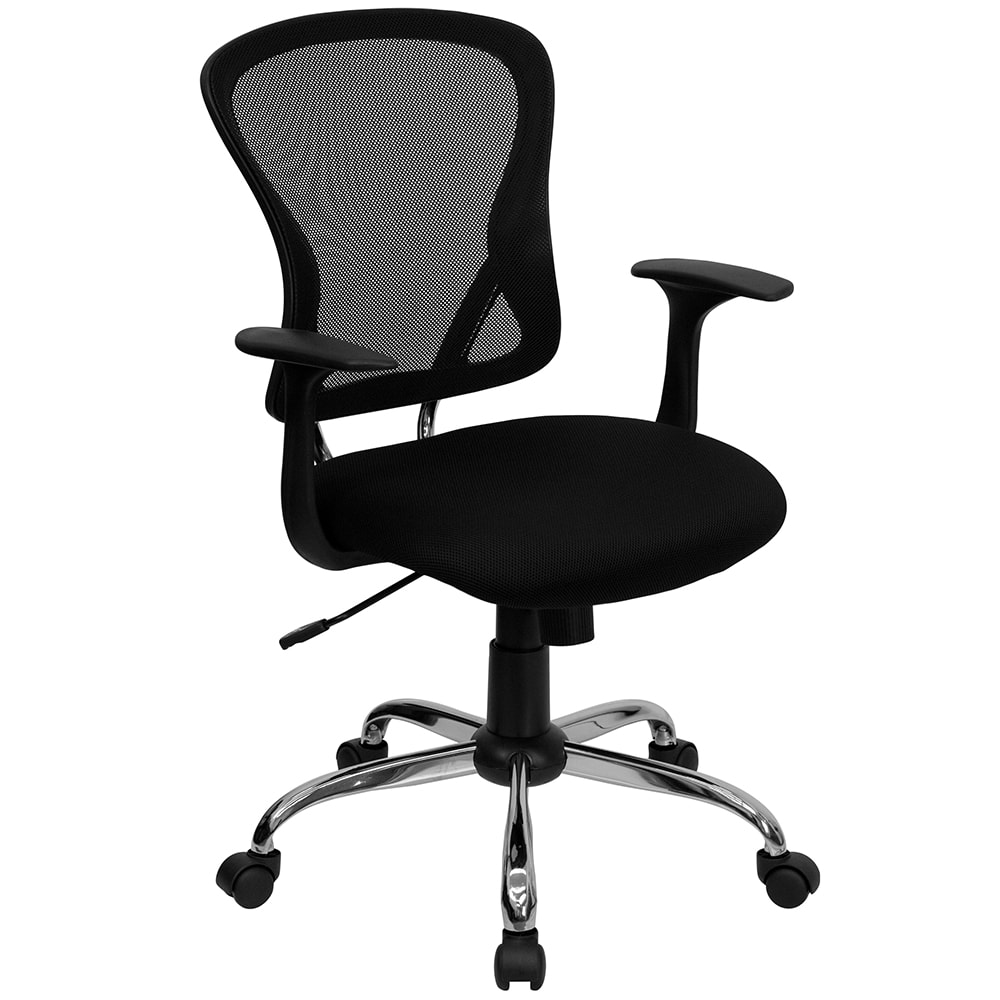 Flash Furniture H-8369F-BLK-GG Swivel Office Chair w/ Mid Back - Black Mesh Back & Seat