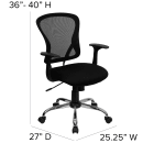 Flash Furniture H-8369F-BLK-GG Swivel Office Chair w/ Mid Back - Black Mesh Back & Seat thumbnail 2