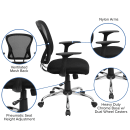 Flash Furniture H-8369F-BLK-GG Swivel Office Chair w/ Mid Back - Black Mesh Back & Seat thumbnail 6