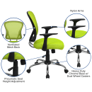 Flash Furniture H-8369F-GN-GG Swivel Office Chair w/ Mid Back - Green Mesh Back & Seat thumbnail 6