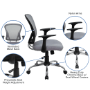 Flash Furniture H-8369F-GY-GG Swivel Office Chair w/ Mid Back - Gray Mesh Back & Seat thumbnail 6