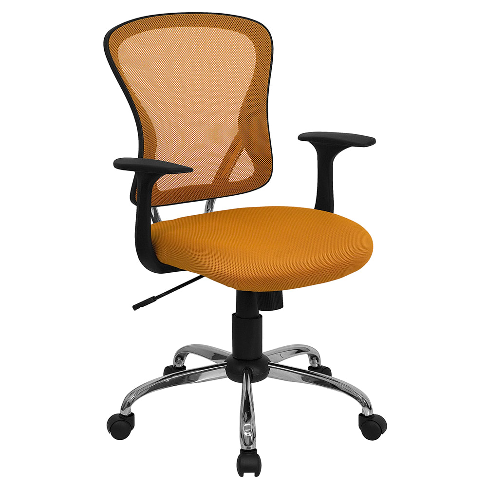 Flash Furniture H-8369F-ORG-GG Swivel Office Chair w/ Mid Back - Orange Mesh Back & Seat