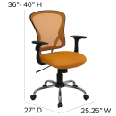 Flash Furniture H-8369F-ORG-GG Swivel Office Chair w/ Mid Back - Orange Mesh Back & Seat thumbnail 2