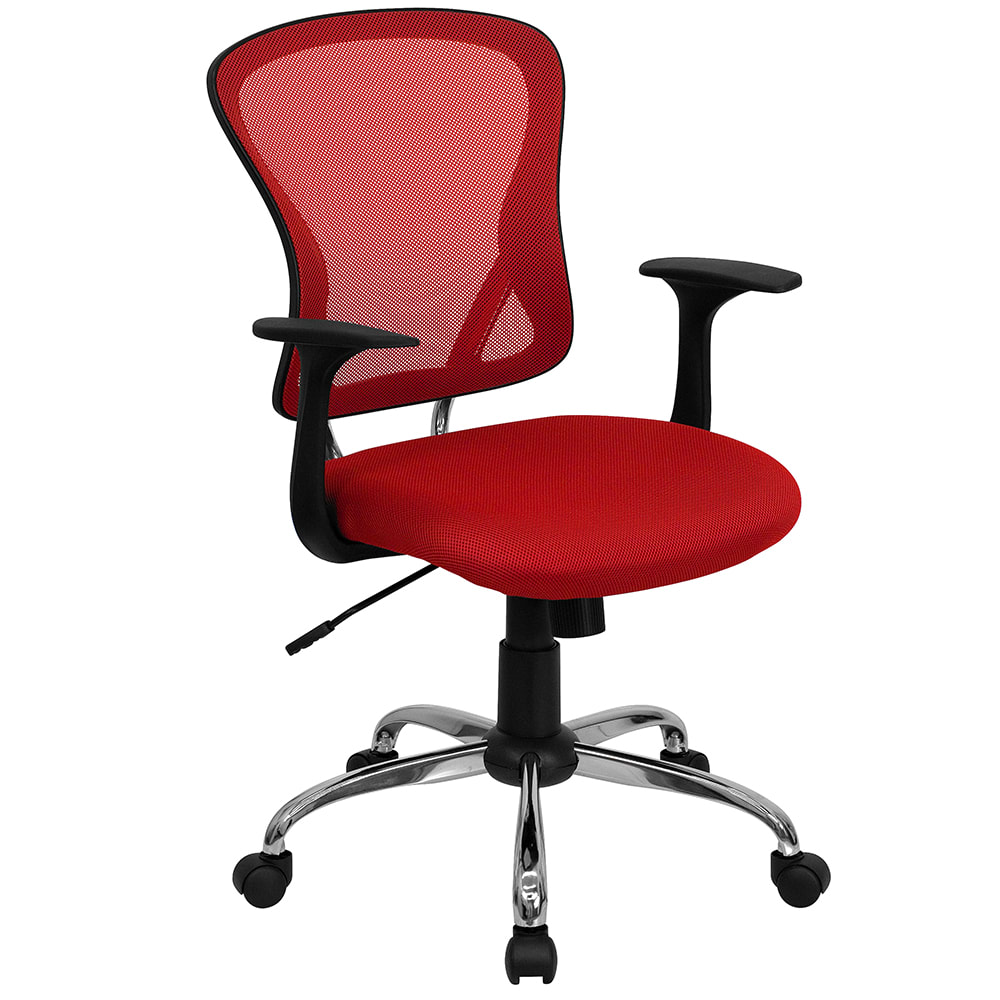 Flash Furniture H-8369F-RED-GG Swivel Office Chair w/ Mid Back - Red Mesh Back & Seat