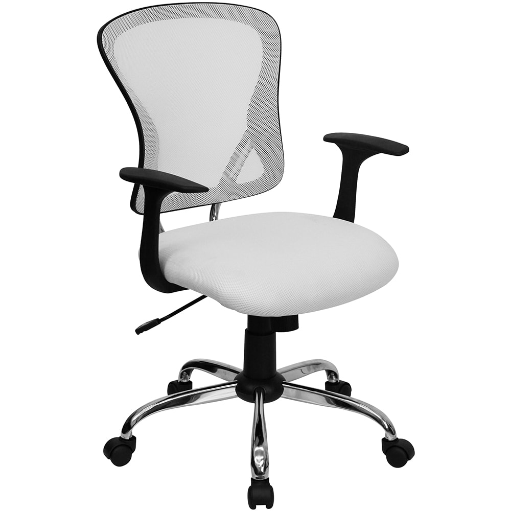 Flash Furniture H-8369F-WHT-GG Swivel Office Chair w/ Mid Back - White Mesh Back & Seat