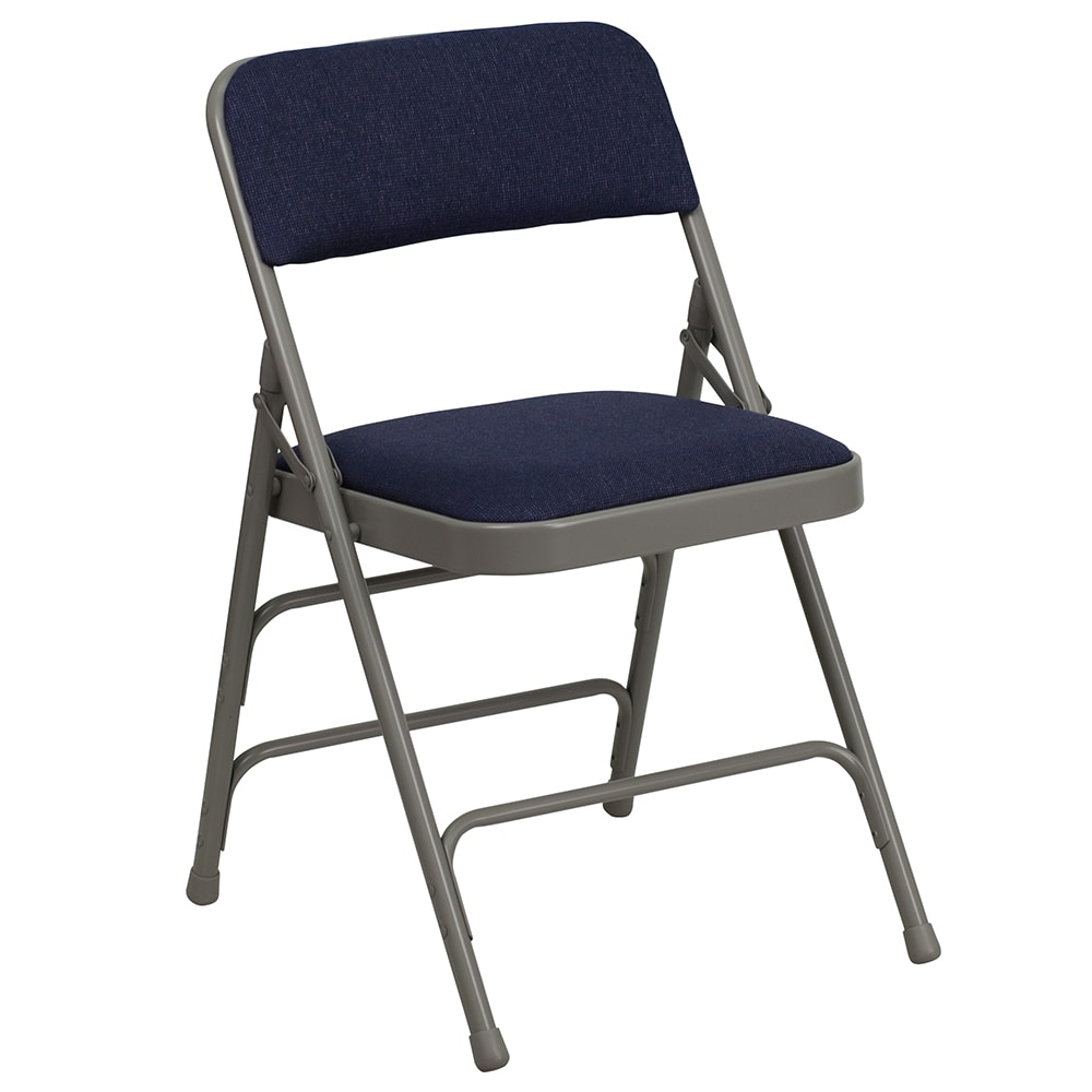 Flash Furniture HA-MC309AF-NVY-GG Folding Chair w/ Navy Fabric Back & Seat - Steel Frame, Gray