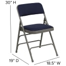Flash Furniture HA-MC309AF-NVY-GG Folding Chair w/ Navy Fabric Back & Seat - Steel Frame, Gray thumbnail 2