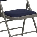 Flash Furniture HA-MC309AF-NVY-GG Folding Chair w/ Navy Fabric Back & Seat - Steel Frame, Gray thumbnail 7