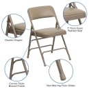 Flash Furniture HA-MC309AV-BGE-GG Folding Chair w/ Beige Vinyl Back & Seat - Steel Frame, Beige thumbnail 6
