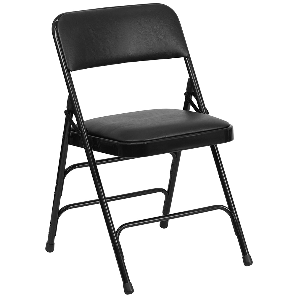 Flash Furniture HA-MC309AV-BK-GG Folding Chair w/ Black Vinyl Back & Seat - Steel Frame, Black
