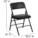Flash Furniture HA-MC309AV-BK-GG Folding Chair w/ Black Vinyl Back & Seat - Steel Frame, Black thumbnail 2