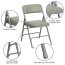 Flash Furniture HA-MC309AV-GY-GG Folding Chair w/ Gray Vinyl Back & Seat - Steel Frame, Gray thumbnail 6