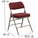 Flash Furniture HA-MC320AF-BG-GG Folding Chair w/ Burgundy Patterned Fabric Back & Seat - Steel Frame, Gray thumbnail 2