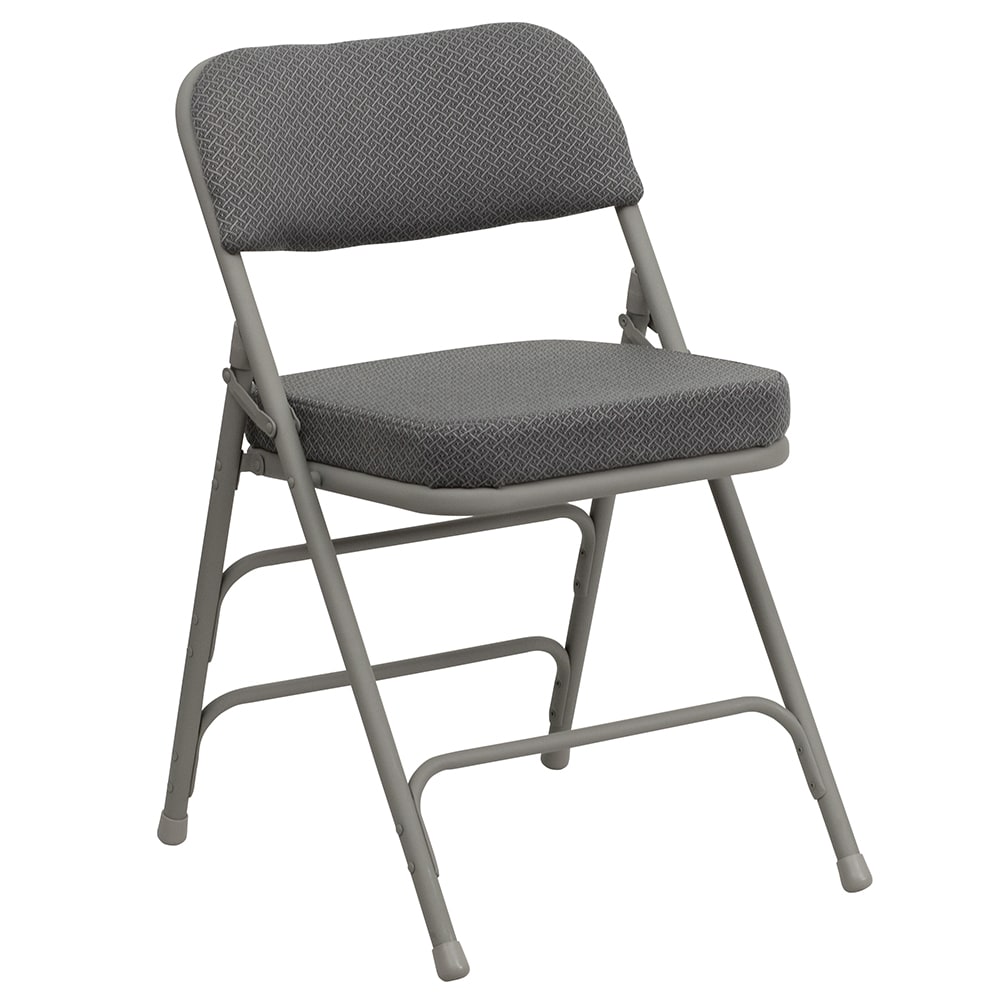 Flash Furniture HA-MC320AF-GRY-GG Folding Chair w/ Gray Fabric Back & Seat - Steel Frame, Gray