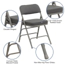Flash Furniture HA-MC320AF-GRY-GG Folding Chair w/ Gray Fabric Back & Seat - Steel Frame, Gray thumbnail 6