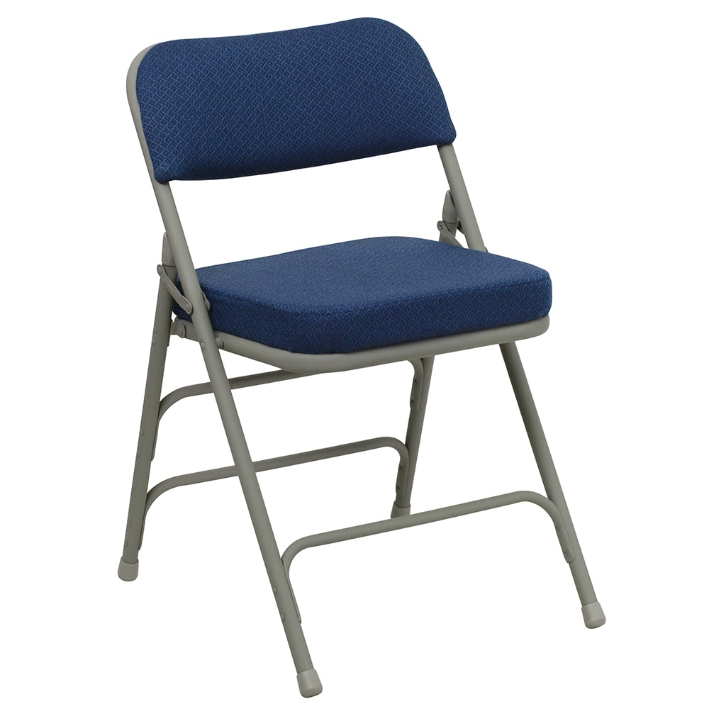Flash Furniture HA-MC320AF-NVY-GG Folding Chair w/ Navy Blue Fabric Back & Seat - Steel Frame, Gray