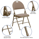 Flash Furniture HA-MC705AF-3-BGE-GG Extra Large Folding Chair w/ Beige Fabric Back & Seat - Steel Frame, Beige thumbnail 6