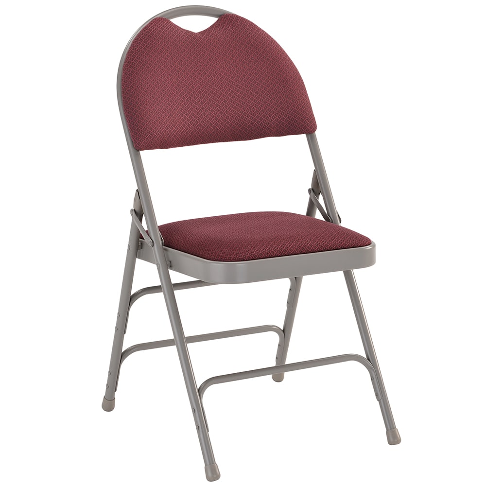 Flash Furniture HA-MC705AF-3-BY-GG Extra Large Folding Chair w/ Burgundy Fabric Back & Seat - Steel Frame, Gray