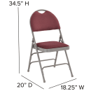 Flash Furniture HA-MC705AF-3-BY-GG Extra Large Folding Chair w/ Burgundy Fabric Back & Seat - Steel Frame, Gray thumbnail 2