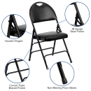 Flash Furniture HA-MC705AV-3-BK-GG Extra Large Folding Chair w/ Black Vinyl Back & Seat - Steel Frame, Black thumbnail 6