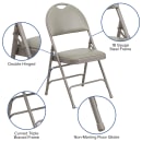 Flash Furniture HA-MC705AV-3-GY-GG Extra Large Folding Chair w/ Gray Vinyl Back & Seat - Steel Frame, Gray thumbnail 6