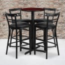 Flash Furniture HDBF1034-GG 24" Round Bar Height Table w/ (4) Bar Stool Set - Mahogany Laminate Top, Steel Base thumbnail 2