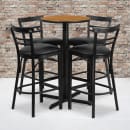 Flash Furniture HDBF1035-GG 24" Round Bar Height Table w/ (4) Bar Stool Set - Natural Laminate Top, Steel Base thumbnail 2