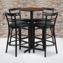 Flash Furniture HDBF1036-GG 24" Round Bar Height Table w/ (4) Bar Stool Set - Walnut Laminate Top, Steel Base thumbnail 2