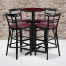Flash Furniture HDBF1038-GG 24" Round Bar Height Table w/ (4) Bar Stool Set - Mahogany Laminate Top, Steel Base thumbnail 2