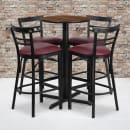 Flash Furniture HDBF1040-GG 24" Round Bar Height Table w/ (4) Bar Stool Set - Walnut Laminate Top, Steel Base thumbnail 2