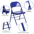 Flash Furniture HF3-BLUE-GG Steel Folding Chair - Blue thumbnail 6