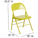 Flash Furniture HF3-CITRON-GG Steel Folding Chair - Citron thumbnail 2