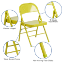 Flash Furniture HF3-CITRON-GG Steel Folding Chair - Citron thumbnail 6