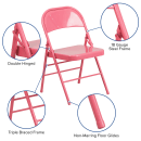 Flash Furniture HF3-PINK-GG Steel Folding Chair - Pink thumbnail 6