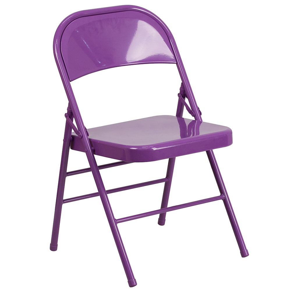 Flash Furniture HF3-PUR-GG Steel Folding Chair - Purple