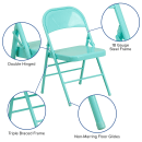 Flash Furniture HF3-TEAL-GG Steel Folding Chair - Teal thumbnail 6