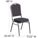 Flash Furniture HF-C01-SV-E26-BK-GG Stacking Banquet Chair w/ Crown Back & Black Fabric Seat - Steel Frame, Silver Vein thumbnail 2
