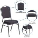 Flash Furniture HF-C01-SV-E26-BK-GG Stacking Banquet Chair w/ Crown Back & Black Fabric Seat - Steel Frame, Silver Vein thumbnail 6