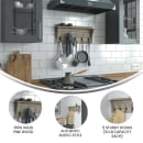 Flash Furniture HFKHD-GDIS-CRE8-832315-GG 24" Wall Mount Storage Rack w/ Upper Storage Shelf, Pine Wood thumbnail 5