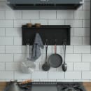 Flash Furniture HFKHD-GDIS-CRE8-932315-GG 24" Wall Mount Storage Rack w/ Upper Storage Shelf, Pine Wood, Black thumbnail 4