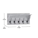 Flash Furniture HFKHD-HEF0-CRE8-732315-GG 24" Wall Mount Storage Rack w/ Upper Storage Shelf, Pine Wood, White thumbnail 2