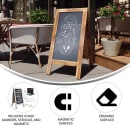 Flash Furniture HGWA-GD1I-CRE8-942315-GG Double-Sided Magnetic Chalkboard Easel - 20" x 40", Pine Wood, Rustic Brown thumbnail 5