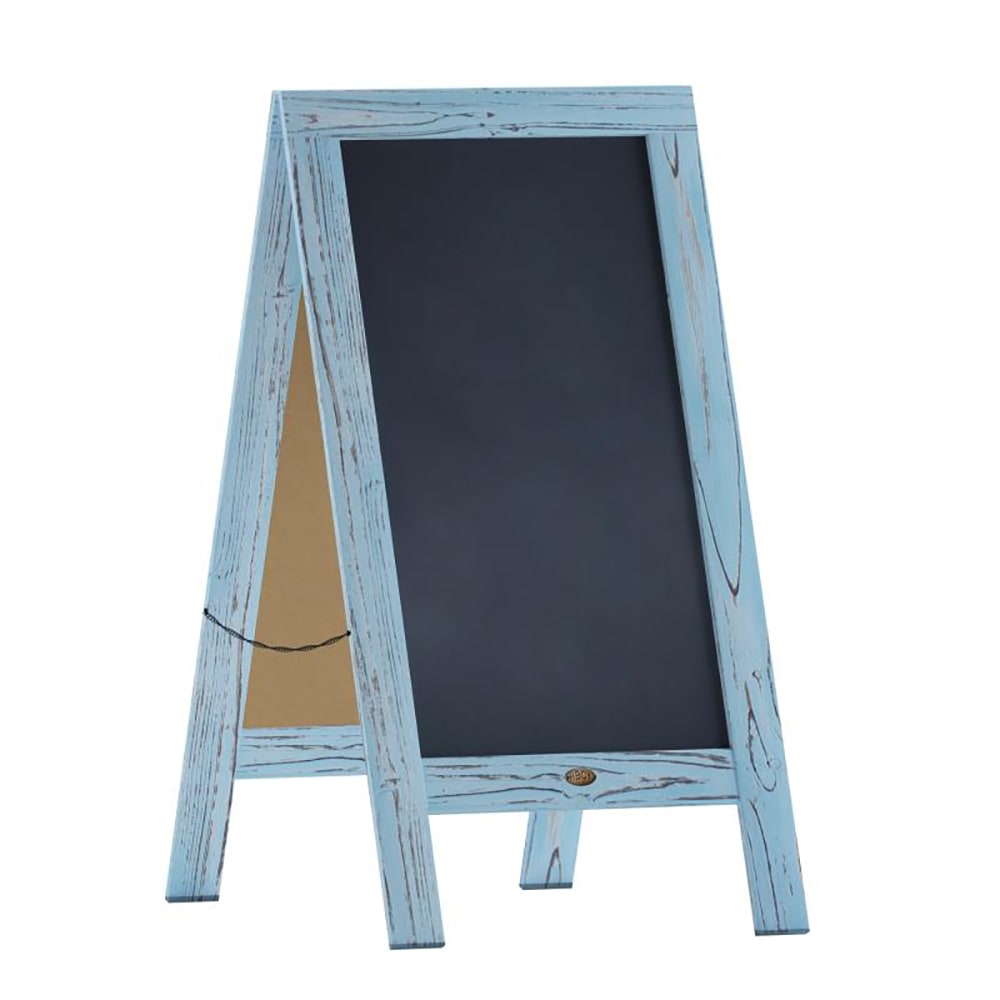 Flash Furniture HGWA-GDIS-CRE8-542315-GG Double-Sided Magnetic Chalkboard Easel - 20" x 40", Pine Wood, Robin Blue