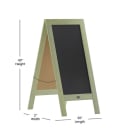 Flash Furniture HGWA-GDI-CRE8-554315-GG Double-Sided Magnetic Chalkboard Easel - 20" x 40", Pine Wood, Vintage Green thumbnail 2