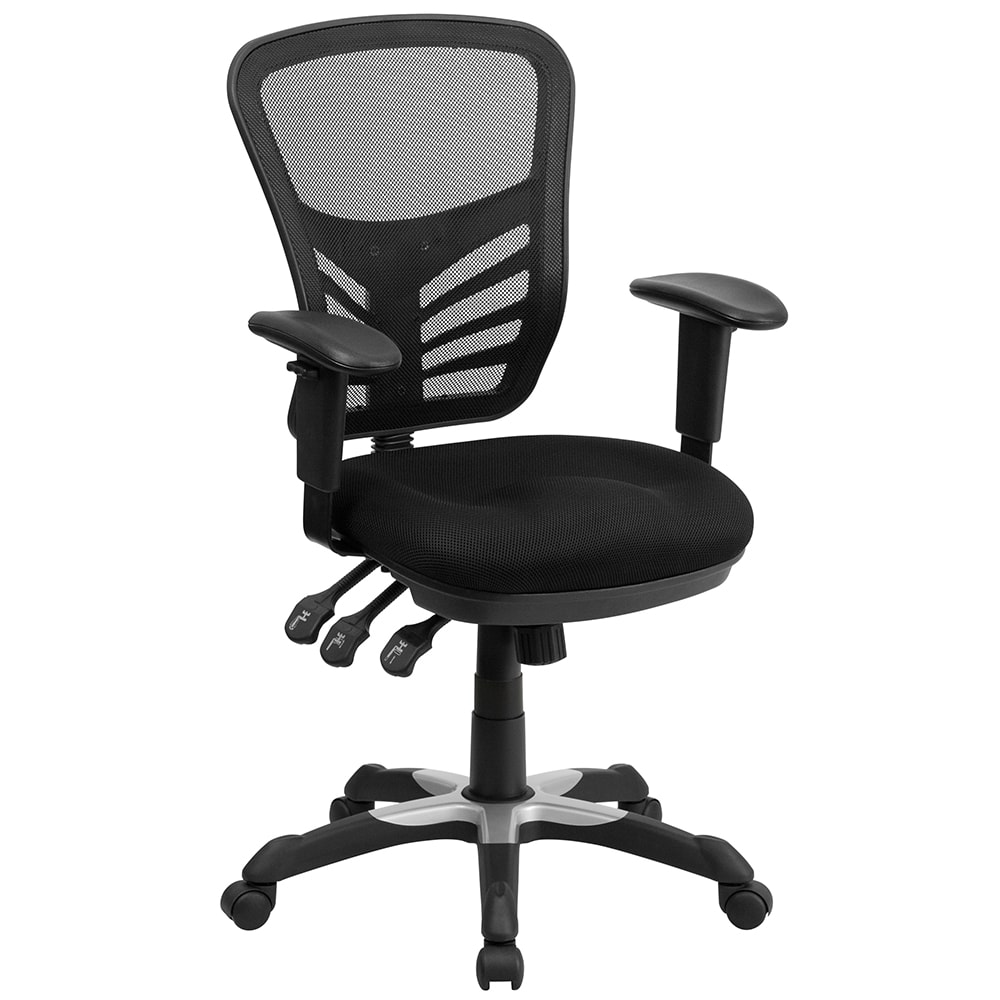 Flash Furniture HL-0001-GG Swivel Office Chair w/ Mid Back - Black Mesh Back & Seat